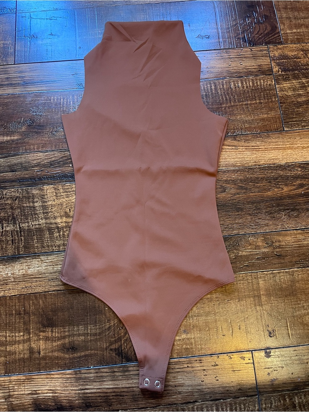 Good American Sleeveless High-Neck Bodysuit in Rust